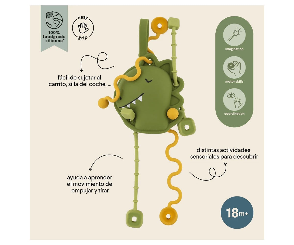 Juguete Sensorial de Silicona para Tirar Mr. Dino