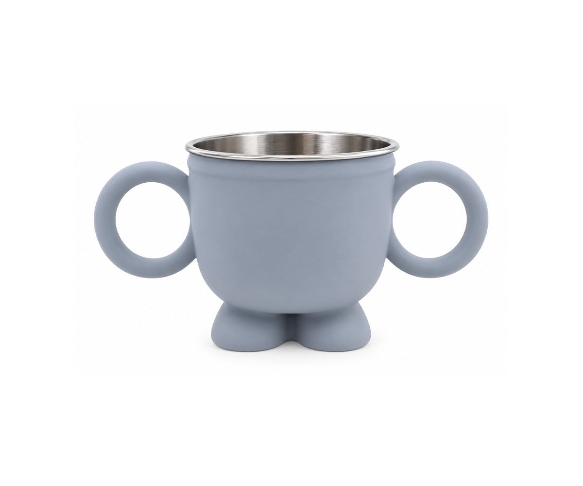 Vaso de Aprendizaje Acero y Silicona con Asas Gris