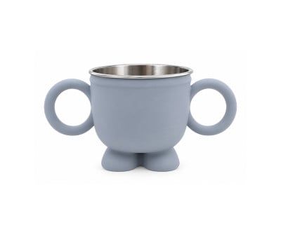 Vaso de Aprendizaje Acero y Silicona con Asas Gris