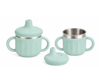 Taza de Aprendizaje Acero y Silicona Verde