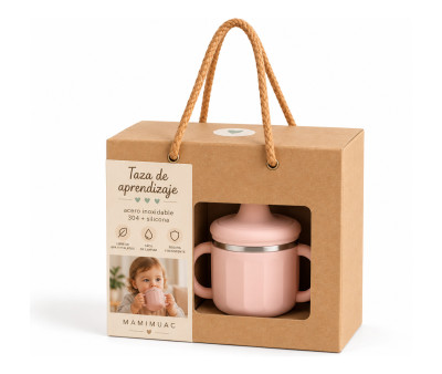 Taza de Aprendizaje Acero y Silicona Rosa