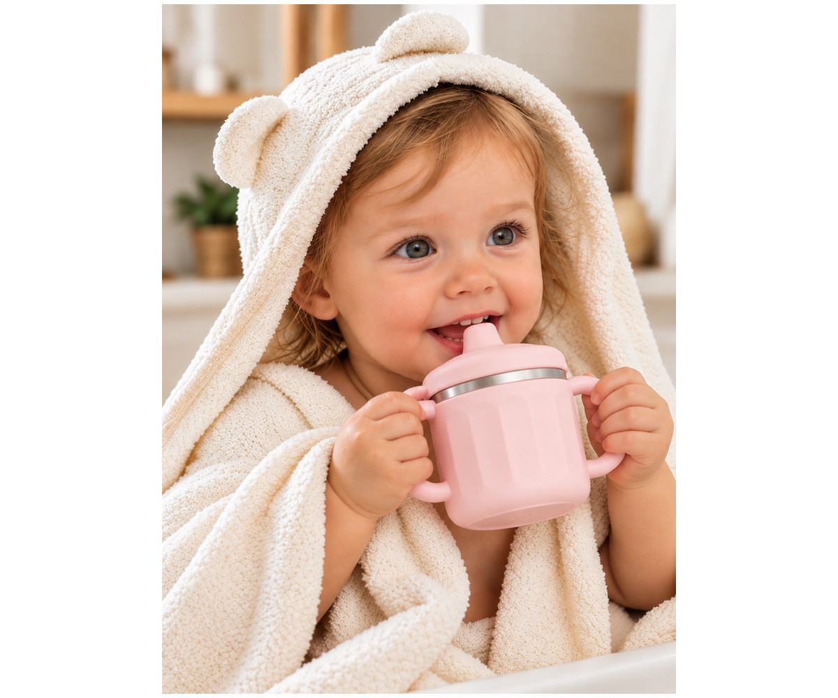 Taza de Aprendizaje Acero y Silicona Rosa