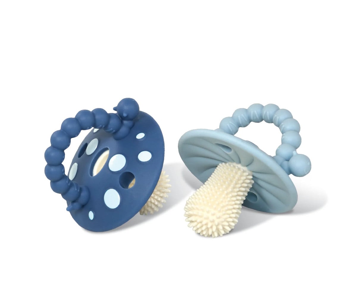 2 mordedores de silicone Chompy Mushroom Blue/Navy