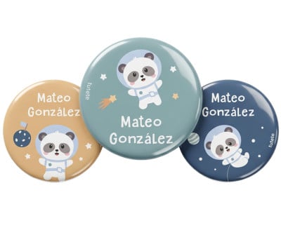 Pack 3 Distintivi Personalizzati Pandas in Space