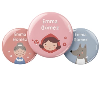 Pack 3 Distintivi Personalizzati Little Red