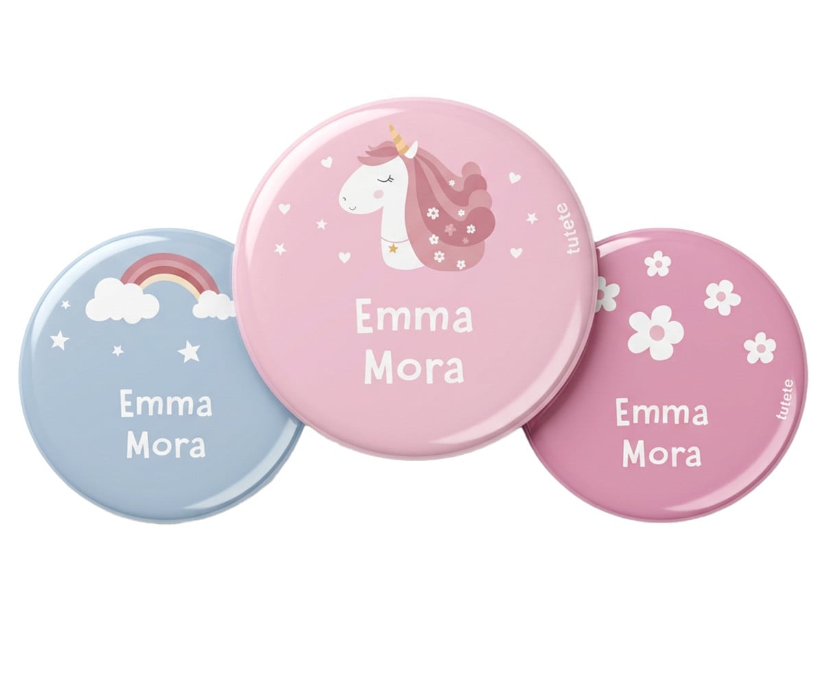 Pack of 3 Personalized Magical Unicorn Badges