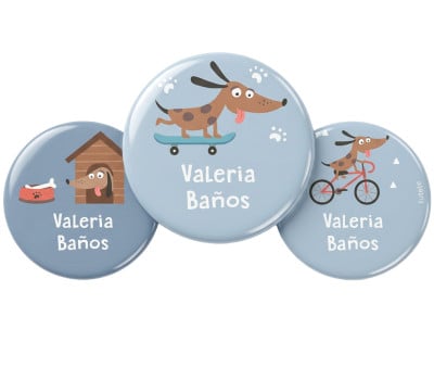 Pack 3 Distintivi Personalizzati Skater Dog