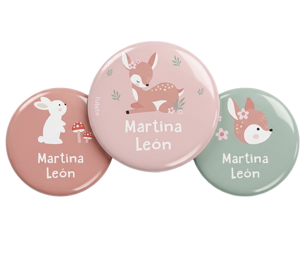 3 Pack Personalised Sweet Deer Badges