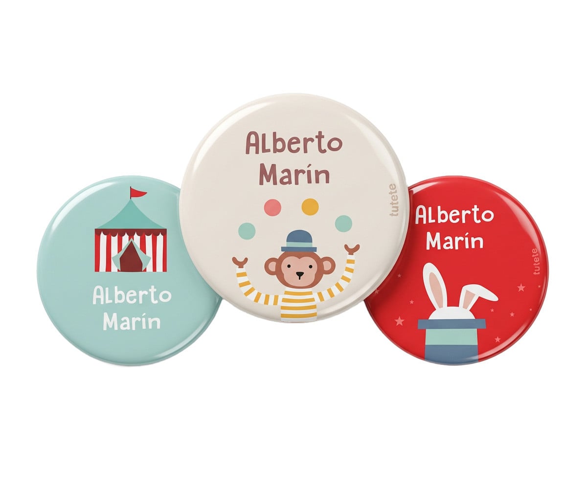 3 Pack Personalised Circus Badges