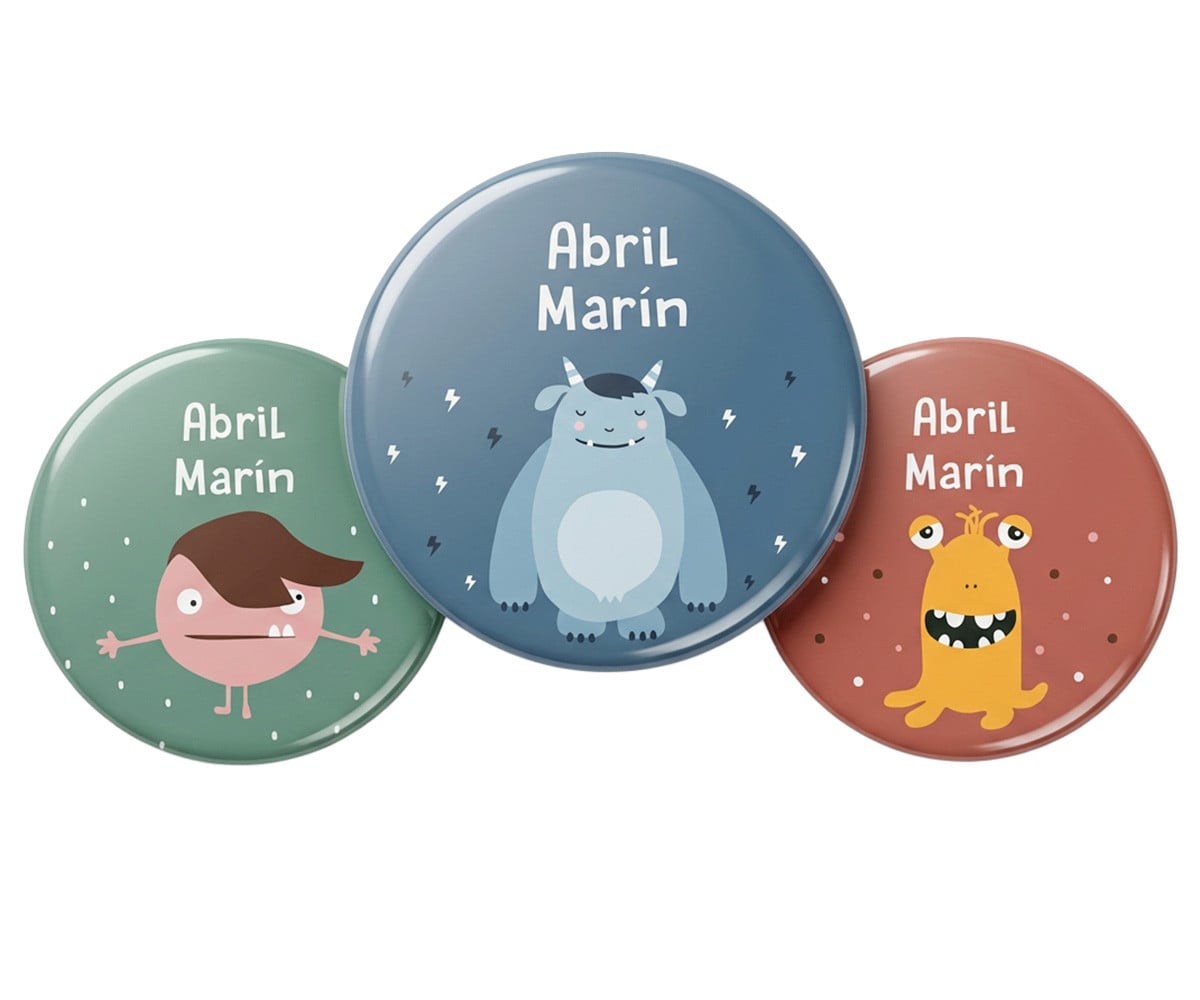 Pack 3 chapas Personalizadas Little Monsters