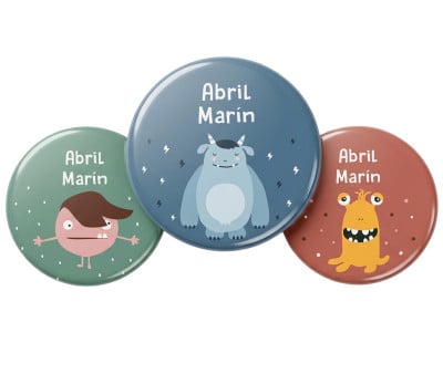 Pack 3 Distintivi Personalizzati Little Monsters