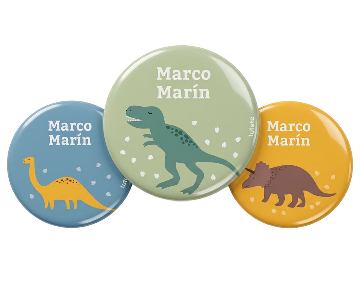 Pack 3 Badges Personnalisables Monde Dinosaures