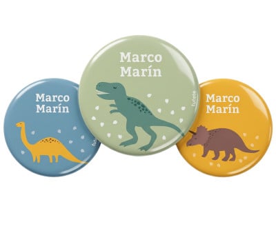 Pack 3 Distintivi Personalizzati Dinosauri