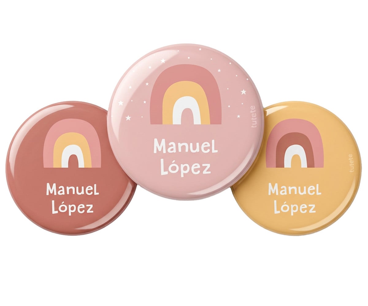 Pack com 3 Pins Personalizados Rainbow Pink