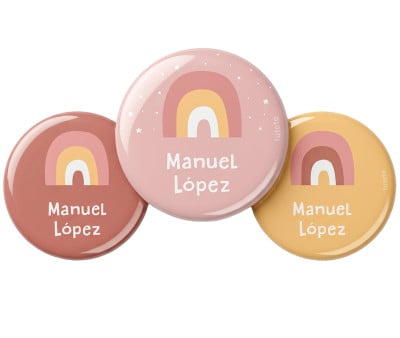 Pack 3 Distintivi Personalizzati Arcobaleno Rosa