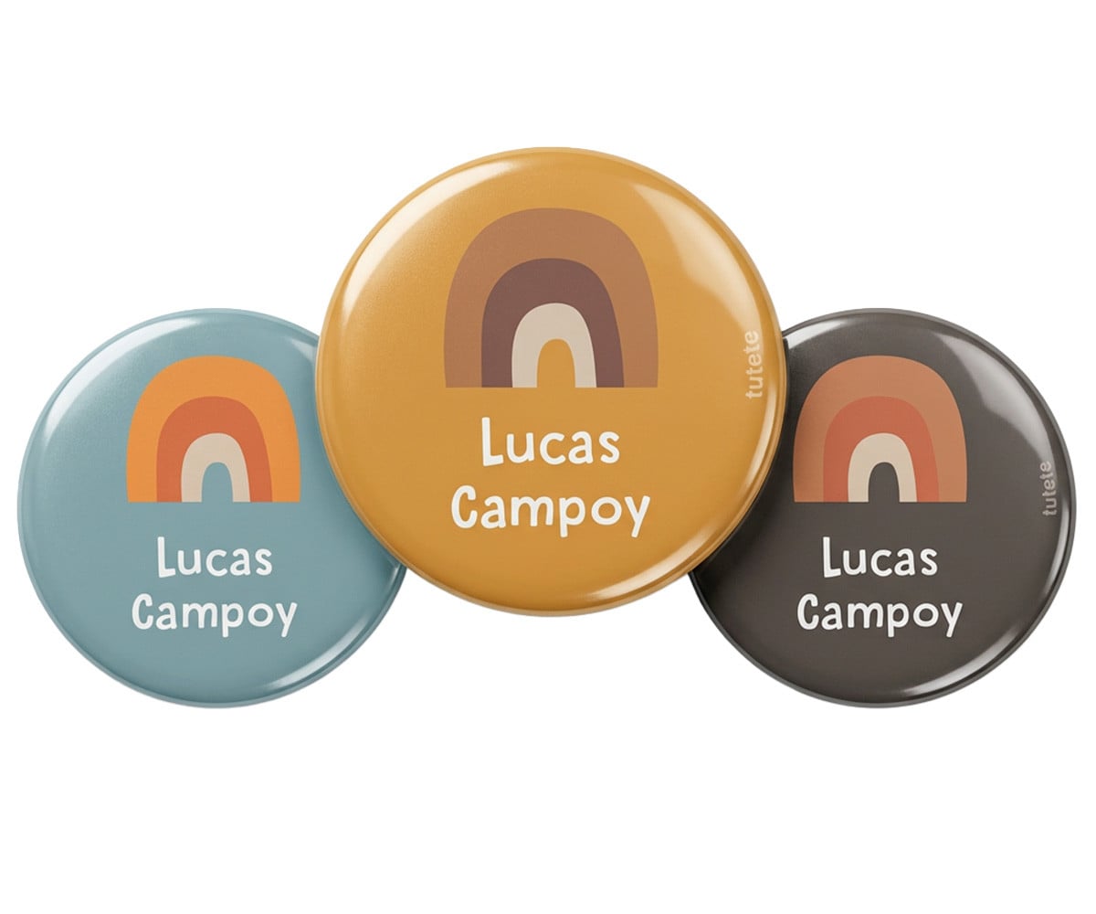 Pack 3 chapas Personalizadas Arcoíris Retro Nordic