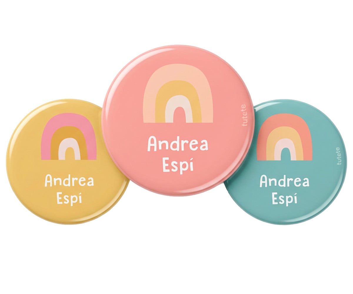 Pack de 3 Badges Personnalisables Arc-en-ciel Rose nordique