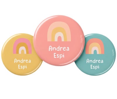Pack 3 Distintivi Personalizzati Rosa Nordic Arcobaleno