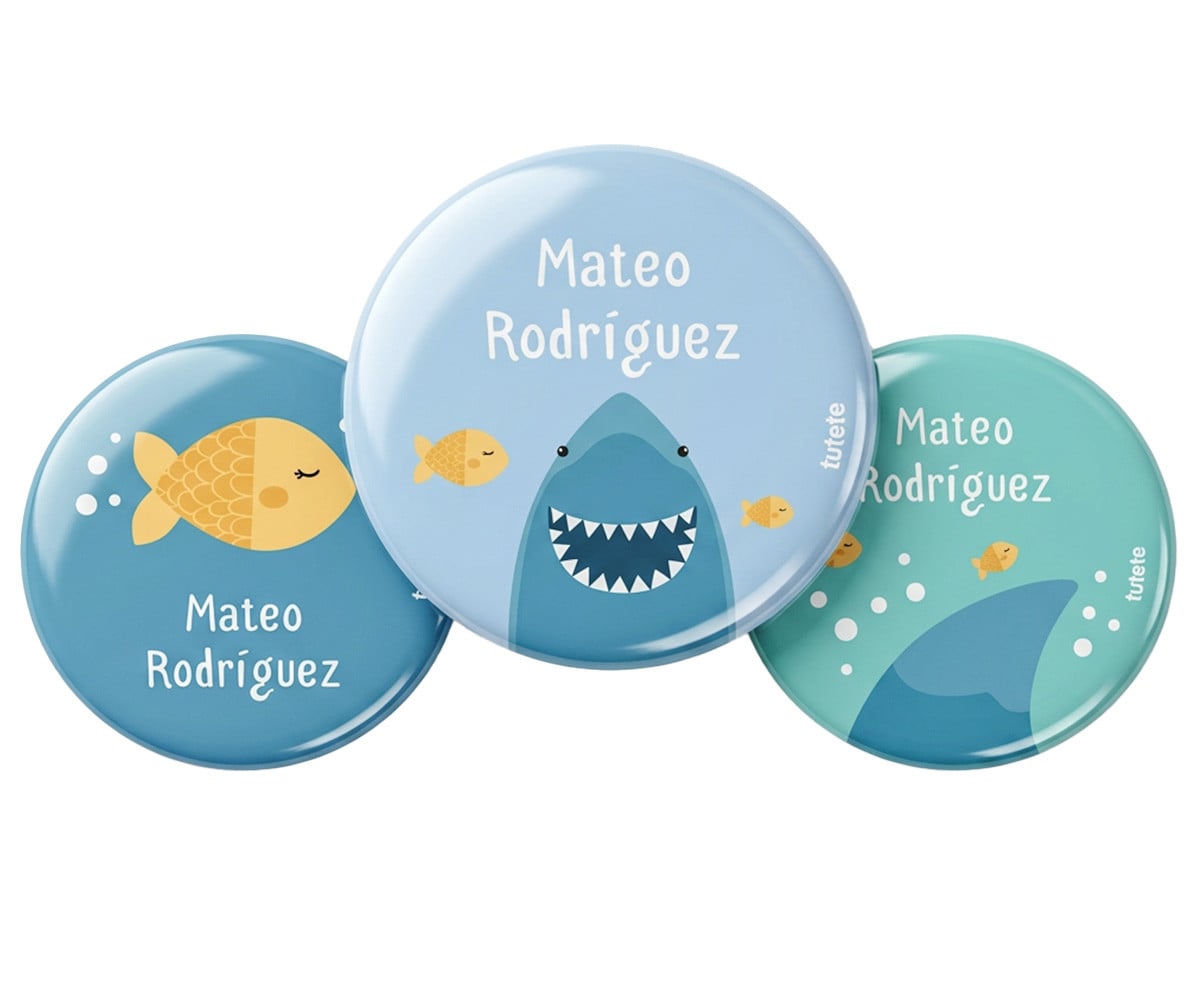 Pack 3 Distintivi Personalizzati Squalo