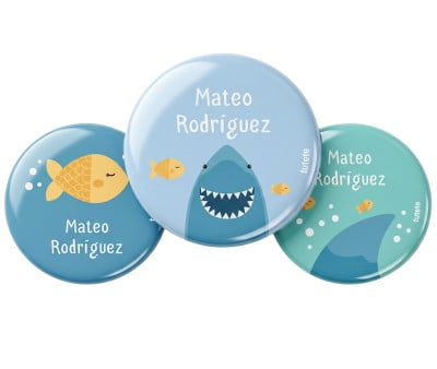 Pack 3 Distintivi Personalizzati Squalo
