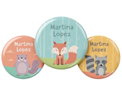 Pack 3 Distintivi Personalizzati Animali del Bosco