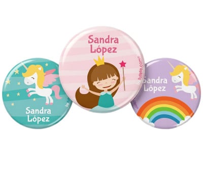 Pack 3 Distintivi Personalizzati Principessa