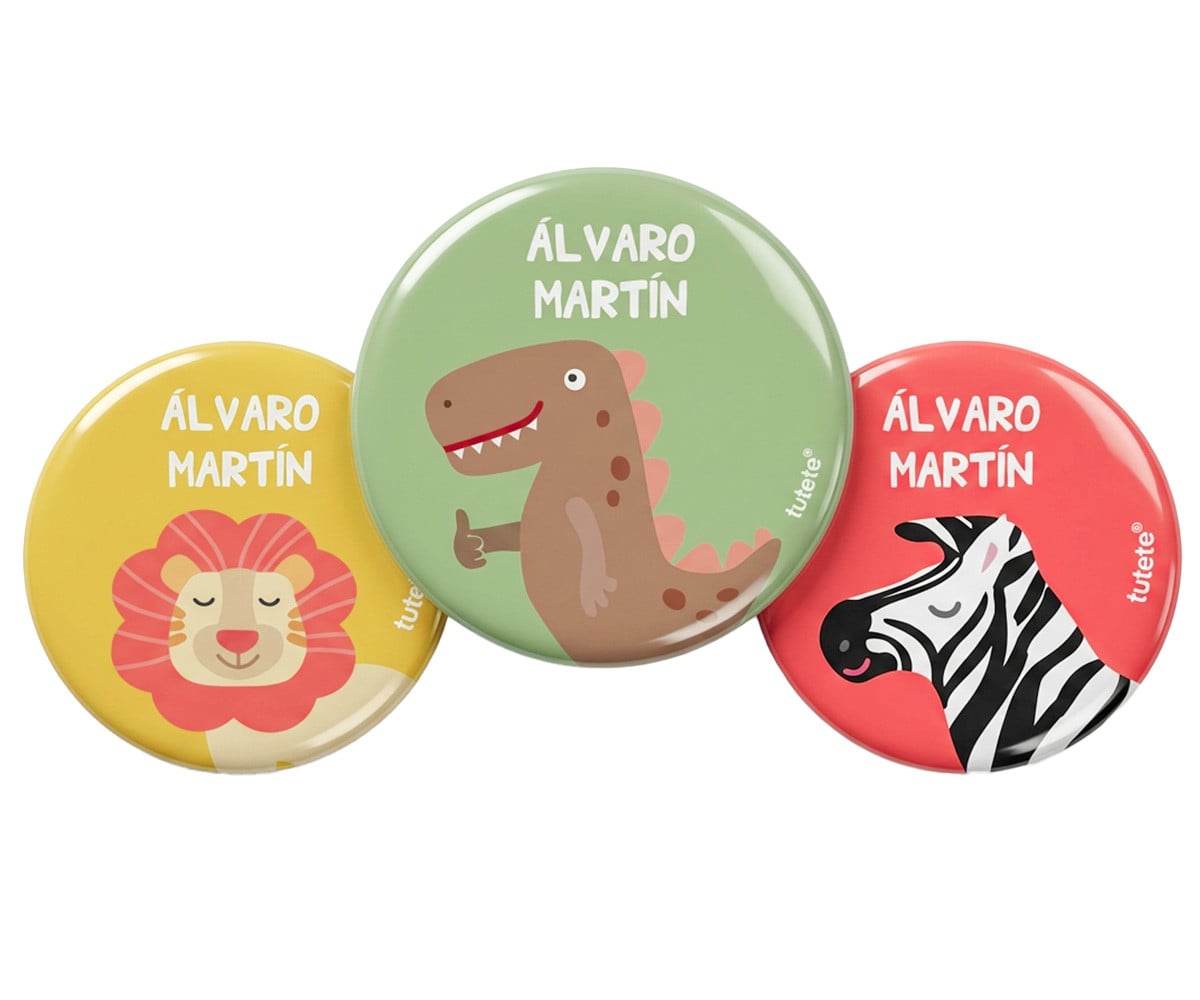 3 Pack Personalised Dino Badges