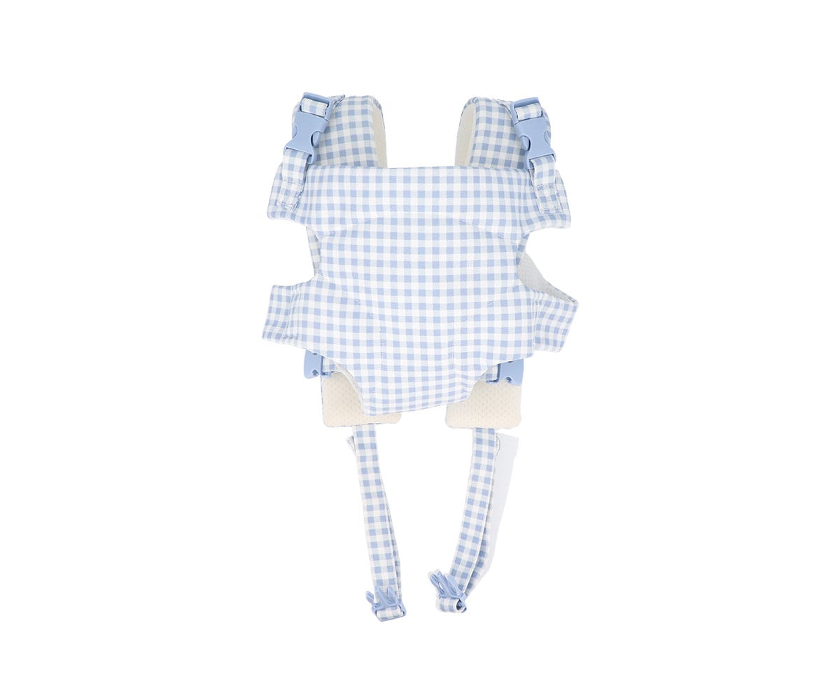 Ergonomic Baby Carrier for Dolls Blue Gingham