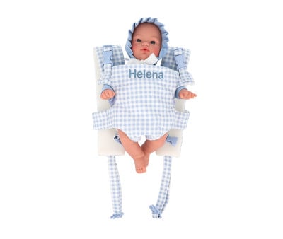 Ergonomic Baby Carrier for Dolls Blue Gingham