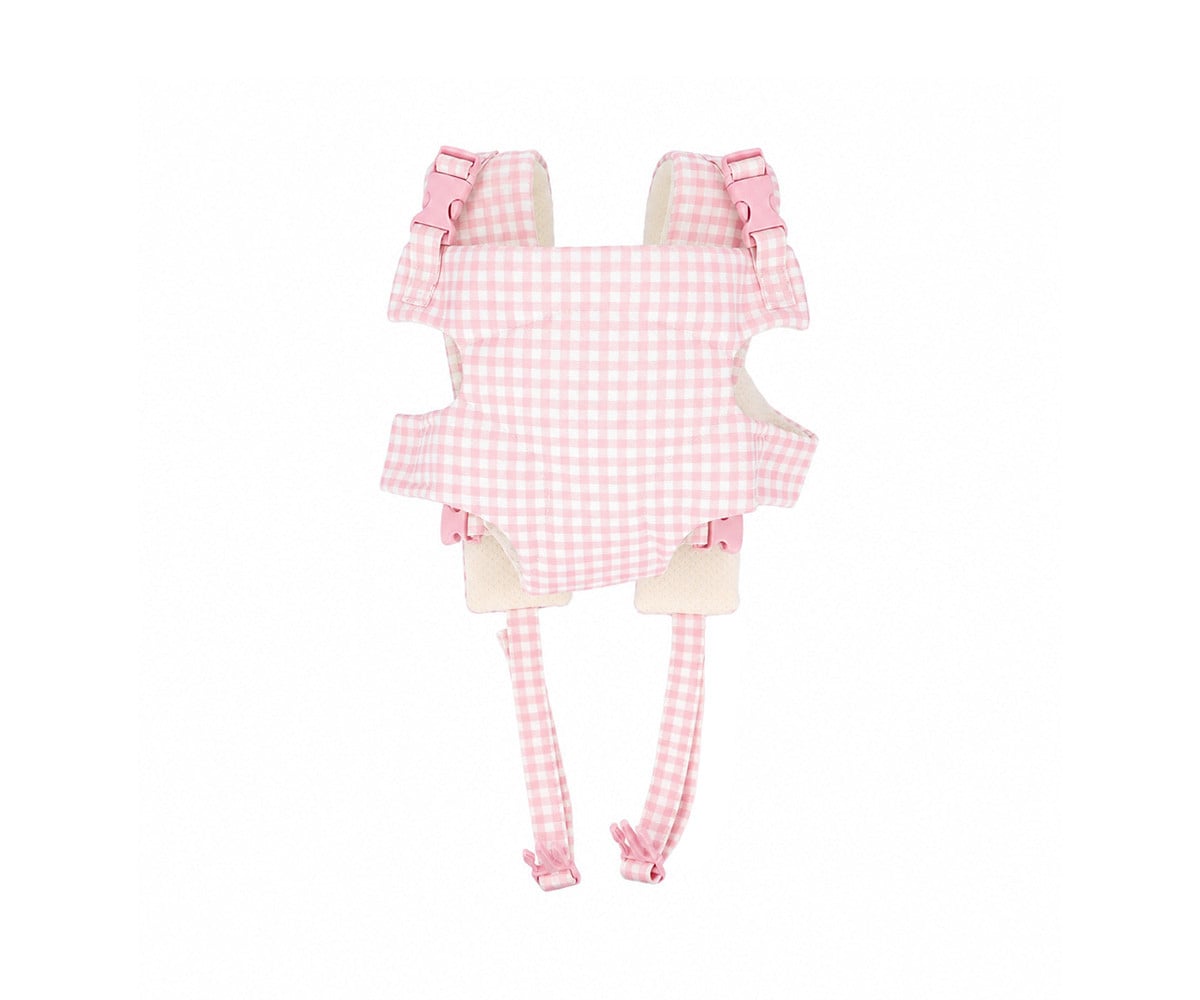 Ergonomic Baby Carrier for Dolls Pink Gingham