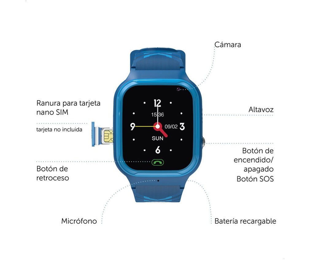 Reloj Inteligente Infantil Azul con GPS y Llamada