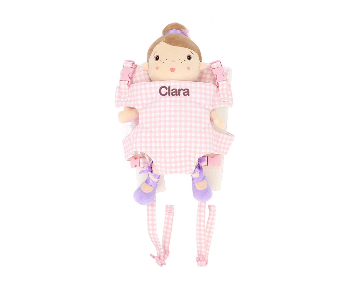 Ergonomic Baby Carrier for Dolls Pink Gingham