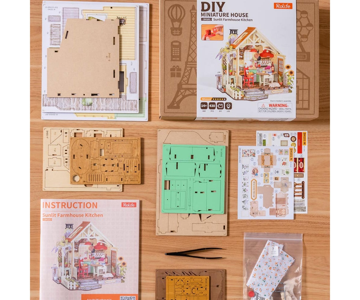 Maqueta en Miniatura DIY Sunlit Farmhouse Kitchen