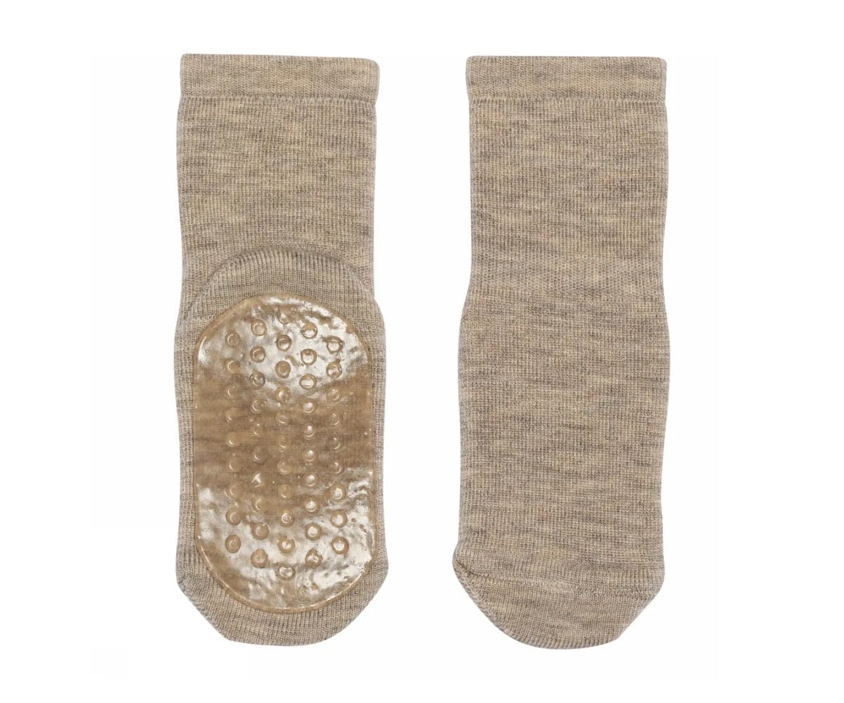 Calcetines Suela Antideslizante Lana Merino Light Brown Melange