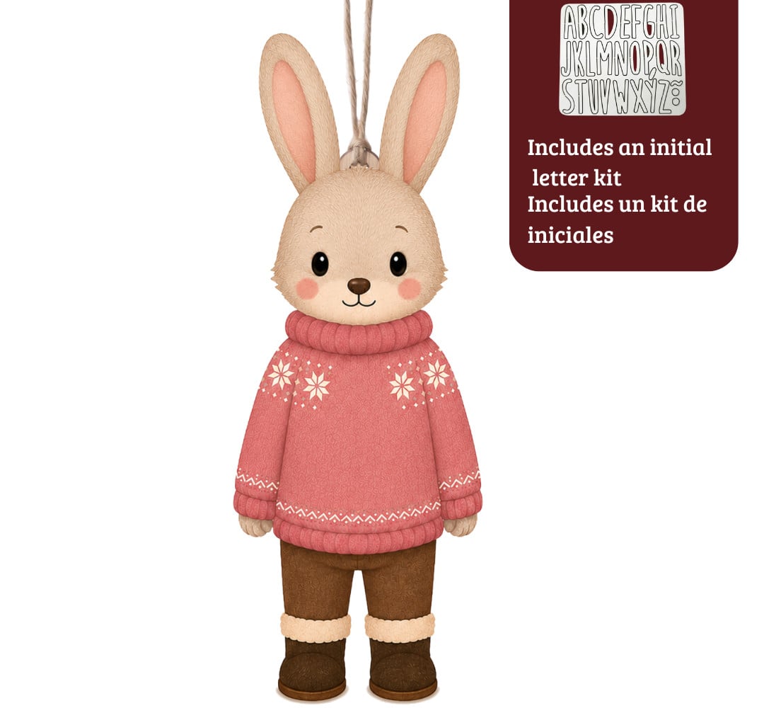 Adorno Personalizable Conejito con Kit Iniciales