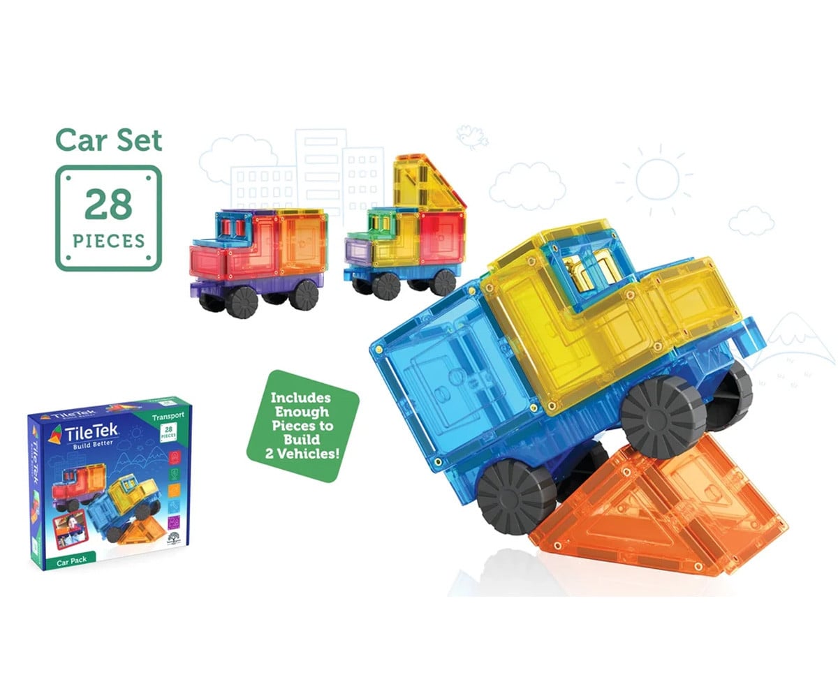 Conjunto de construção de carros Tile Tek 28 peças