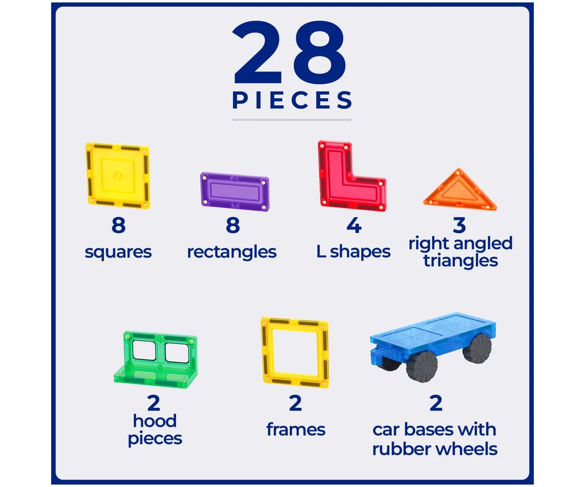 Conjunto de construção de carros Tile Tek 28 peças