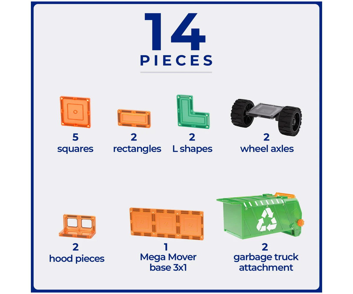Conjunto de construção de camião de reciclagem 14 peças