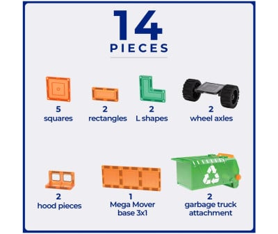 Conjunto de construção de camião de reciclagem 14 peças