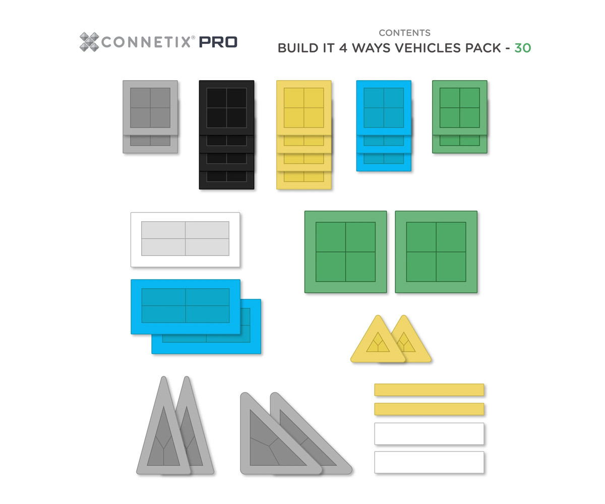 Pacote de construção de veículos Build It 4 Ways PRO de 30 peças