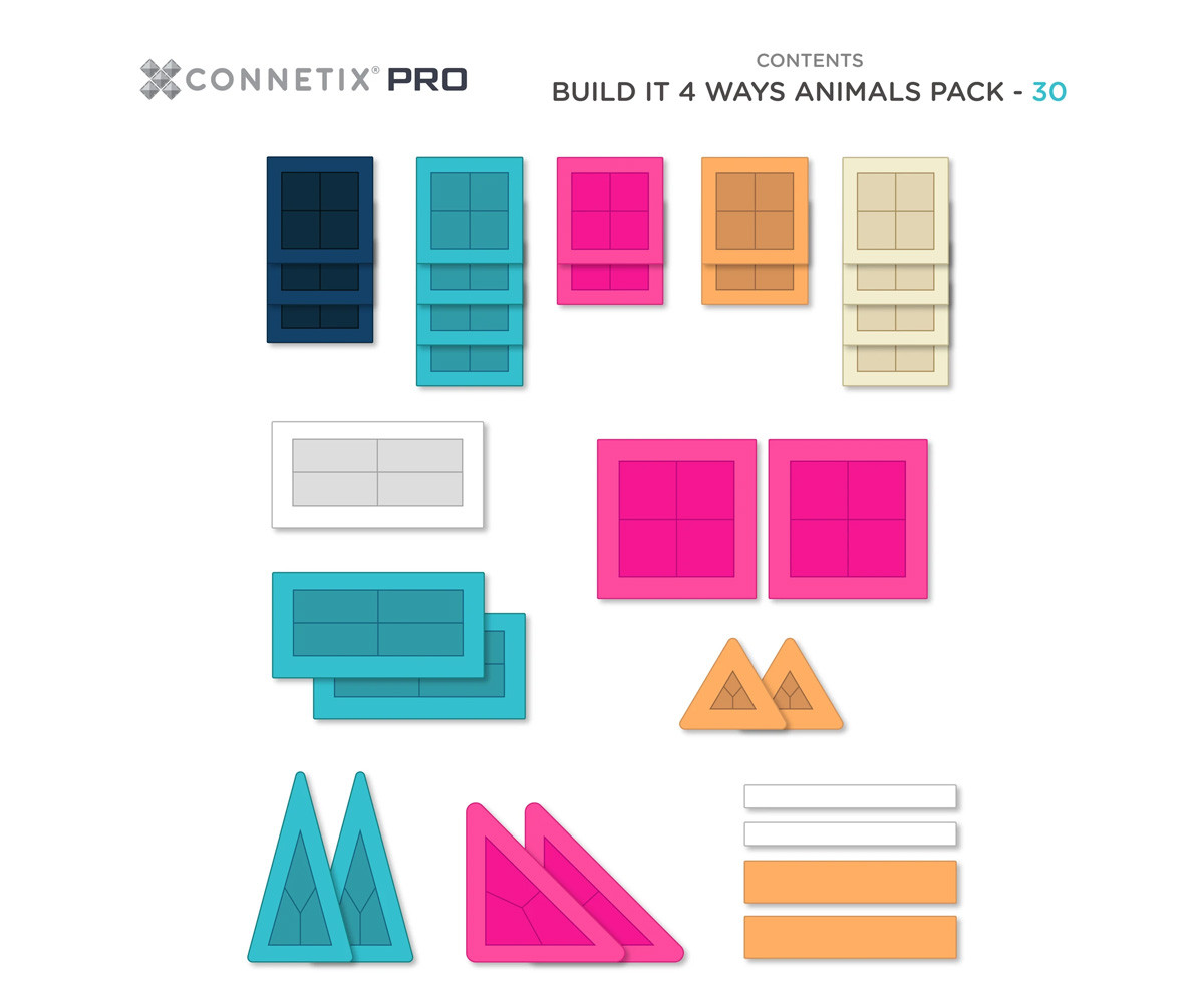 Pacote de construção de animais PRO Build It 4 Ways 30 peças