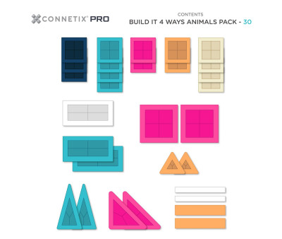 Pacote de construção de animais PRO Build It 4 Ways 30 peças