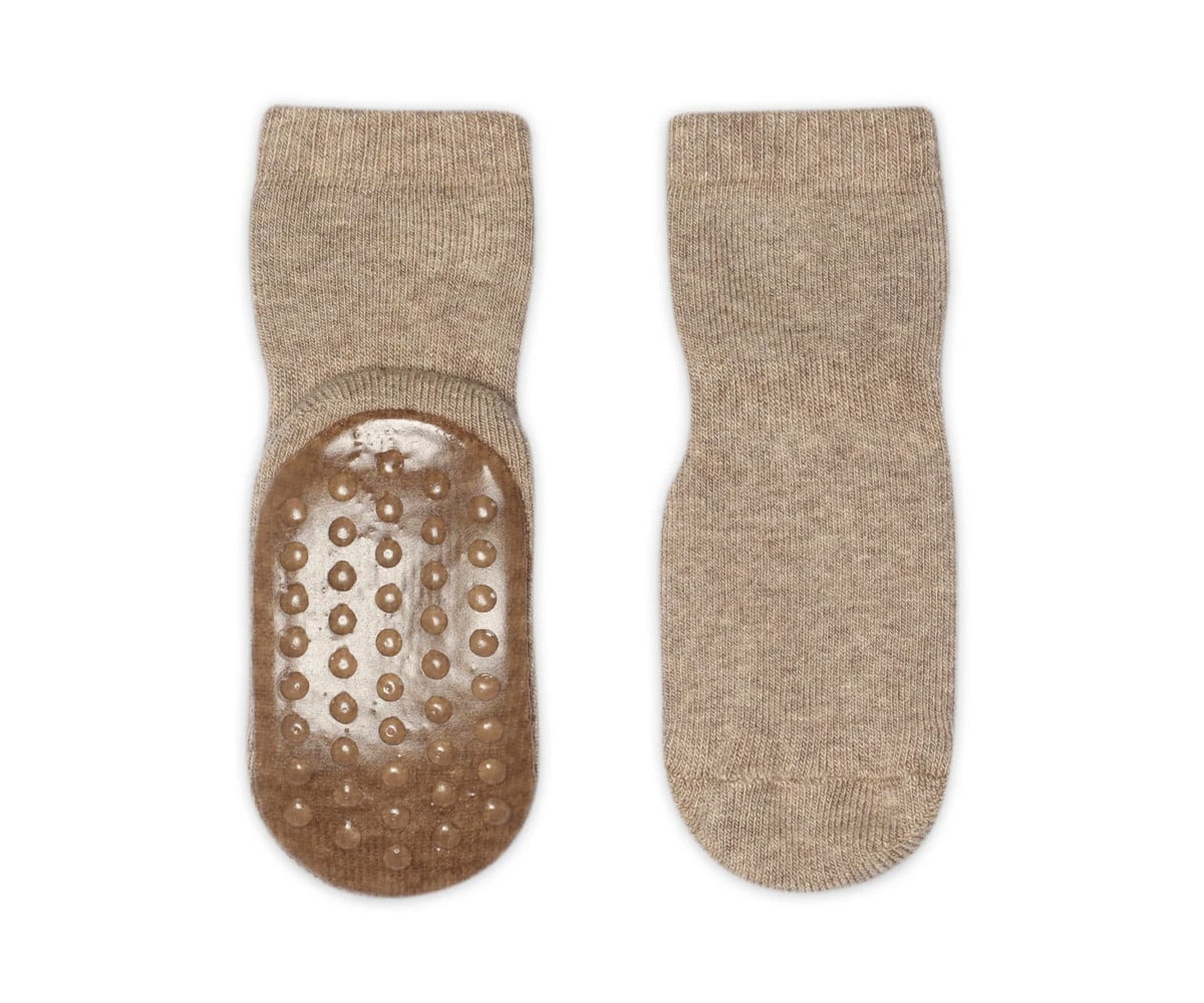 Calcetines Suela Antideslizante de Algodón Terry Light Brown Melange