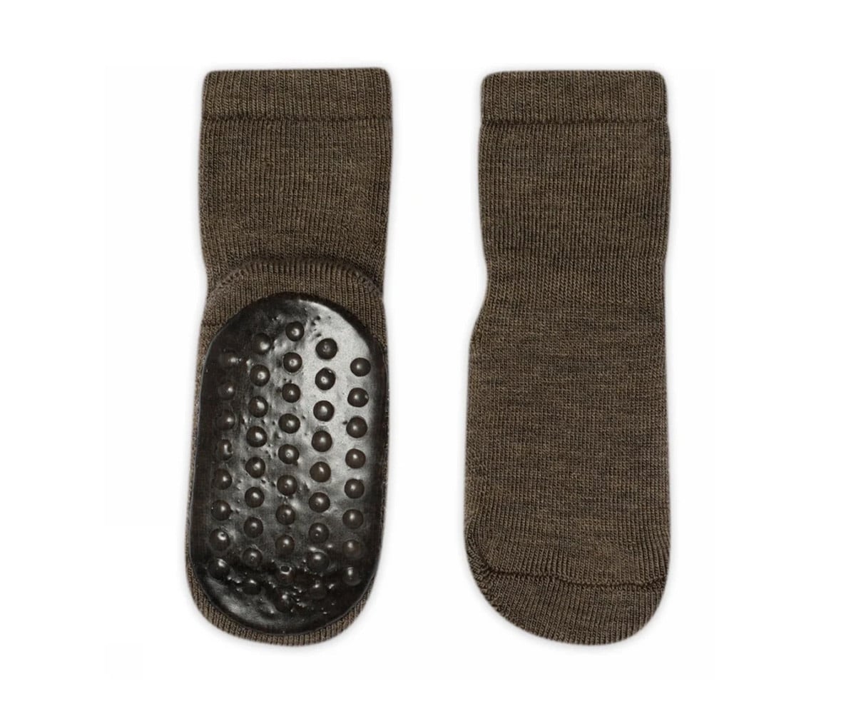 Calcetines Suela Antideslizante Lana Merino Brown Melange