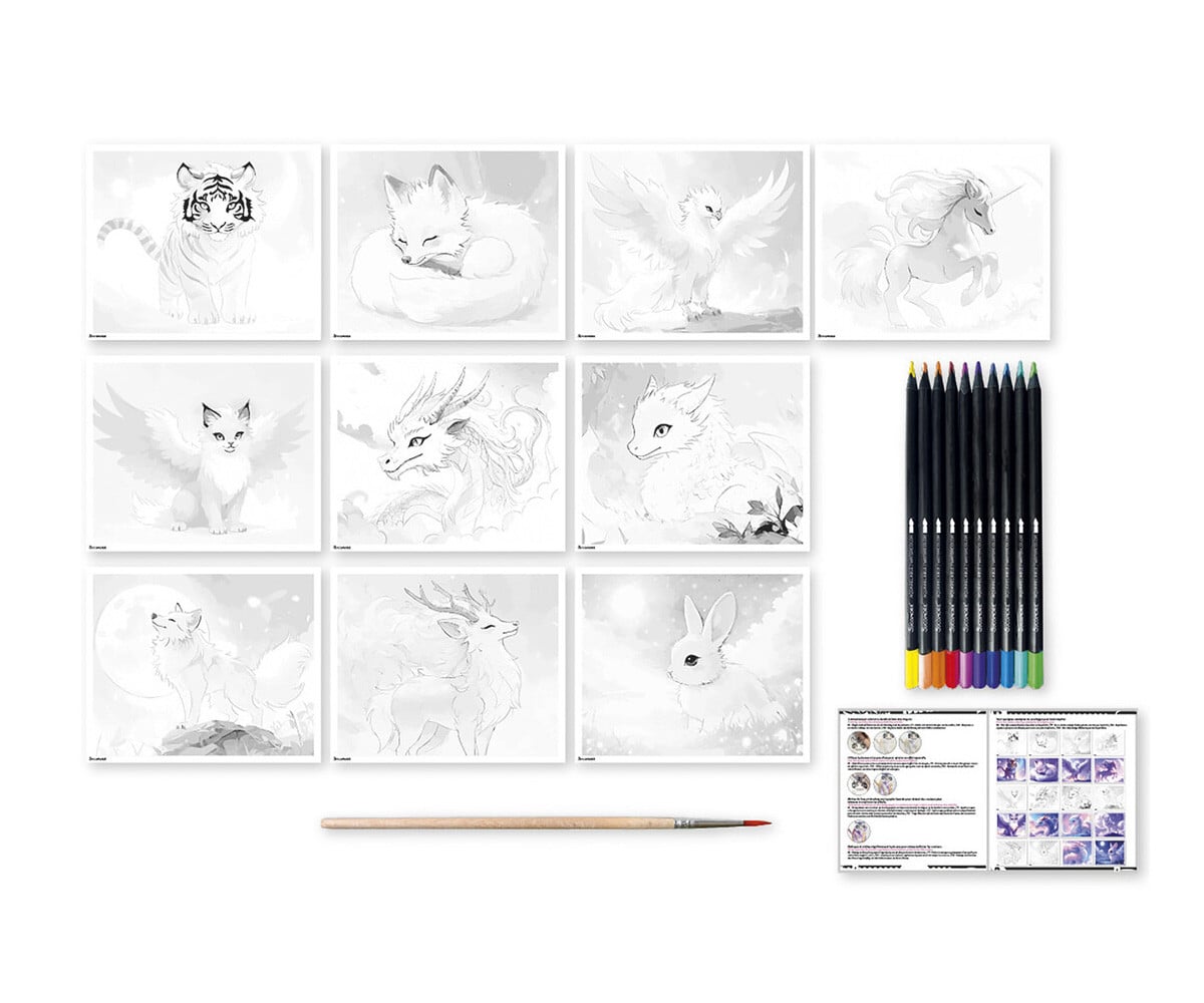 Scatola Creativa Manga Animali Fantastici con Pastelli Acquerellabili