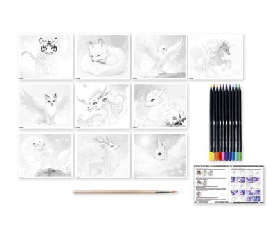 Scatola Creativa Manga Animali Fantastici con Pastelli Acquerellabili