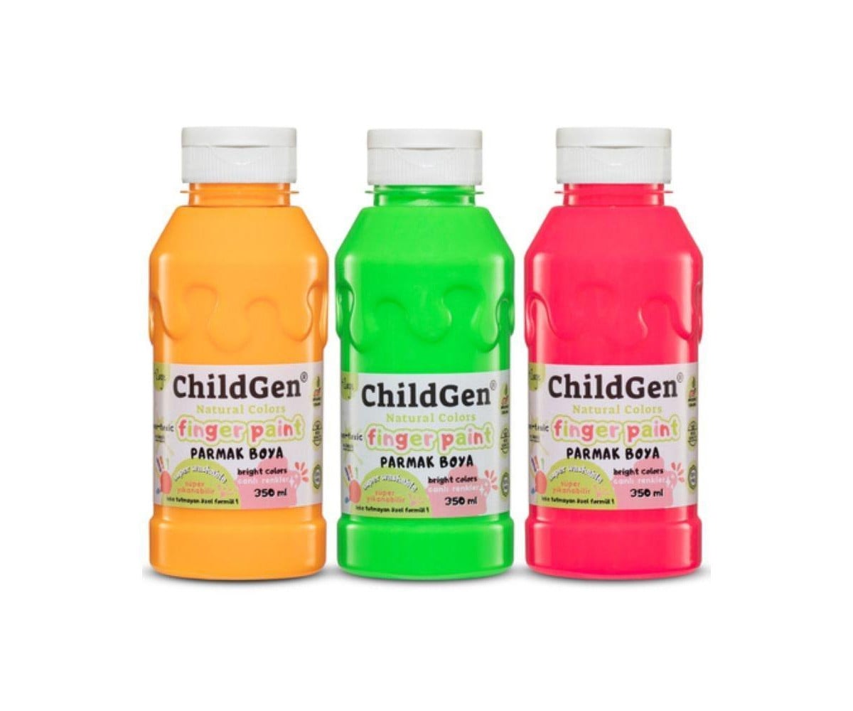 Set de 3 Botes de Pintura de Dedos Orgánica Neón Childgen 350ml