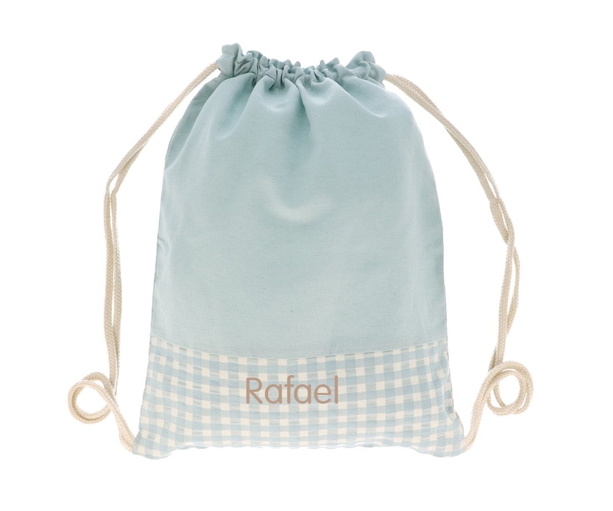 Mochila Saco Vichy Verde Personalizable