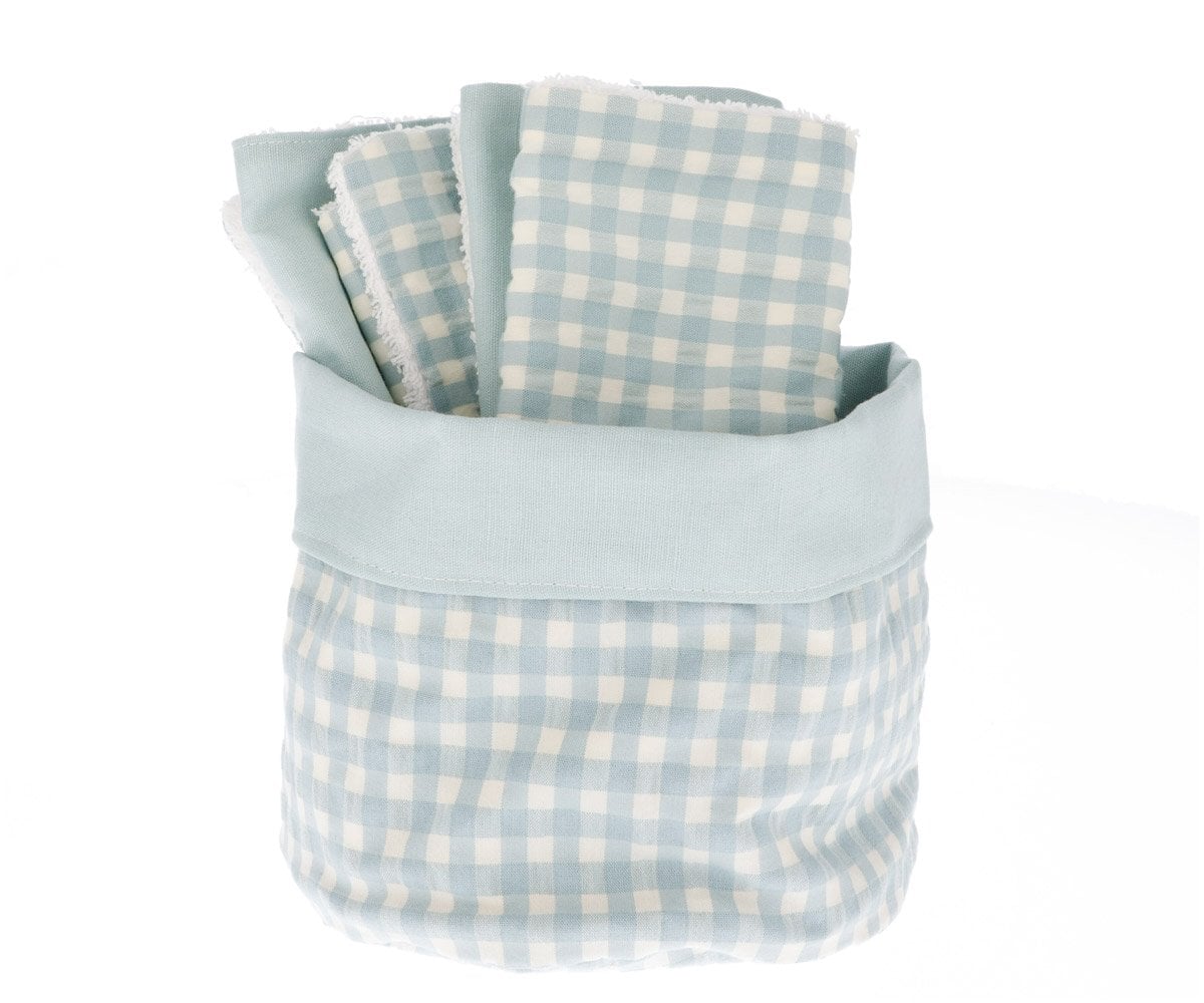 Cesta Personalizzabile + 4 Salviettine Vichy Verde