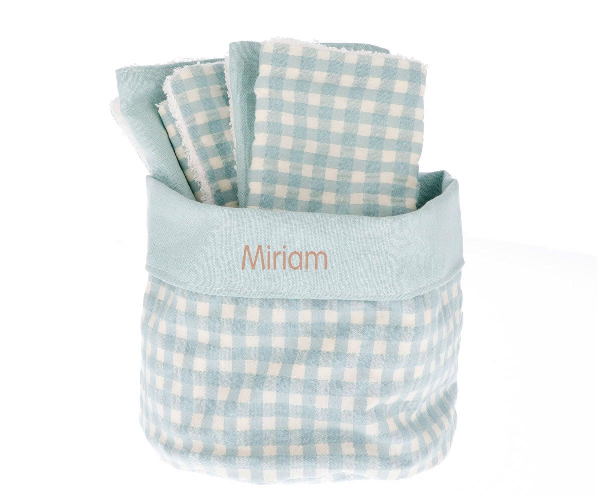 Cesta Personalizzabile + 4 Salviettine Vichy Verde